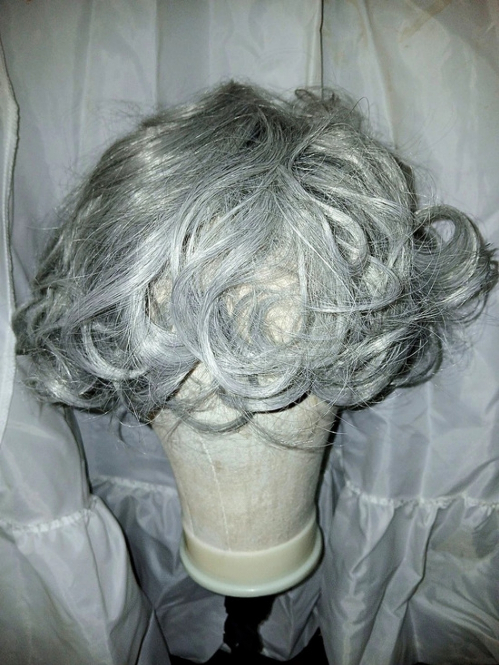 Gray Curly Wig Like New
